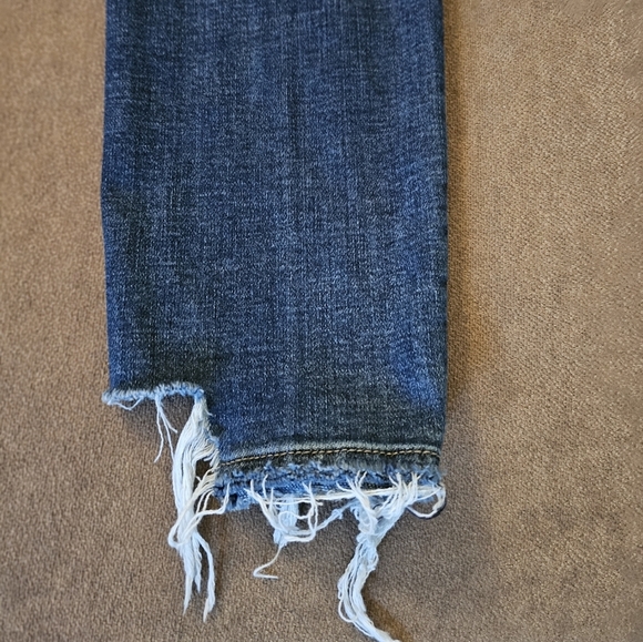 Mica Los Angeles High Rise Distressed Raw Hem Dark Wash Skinny Jeans Size 29 - Picture 10 of 14